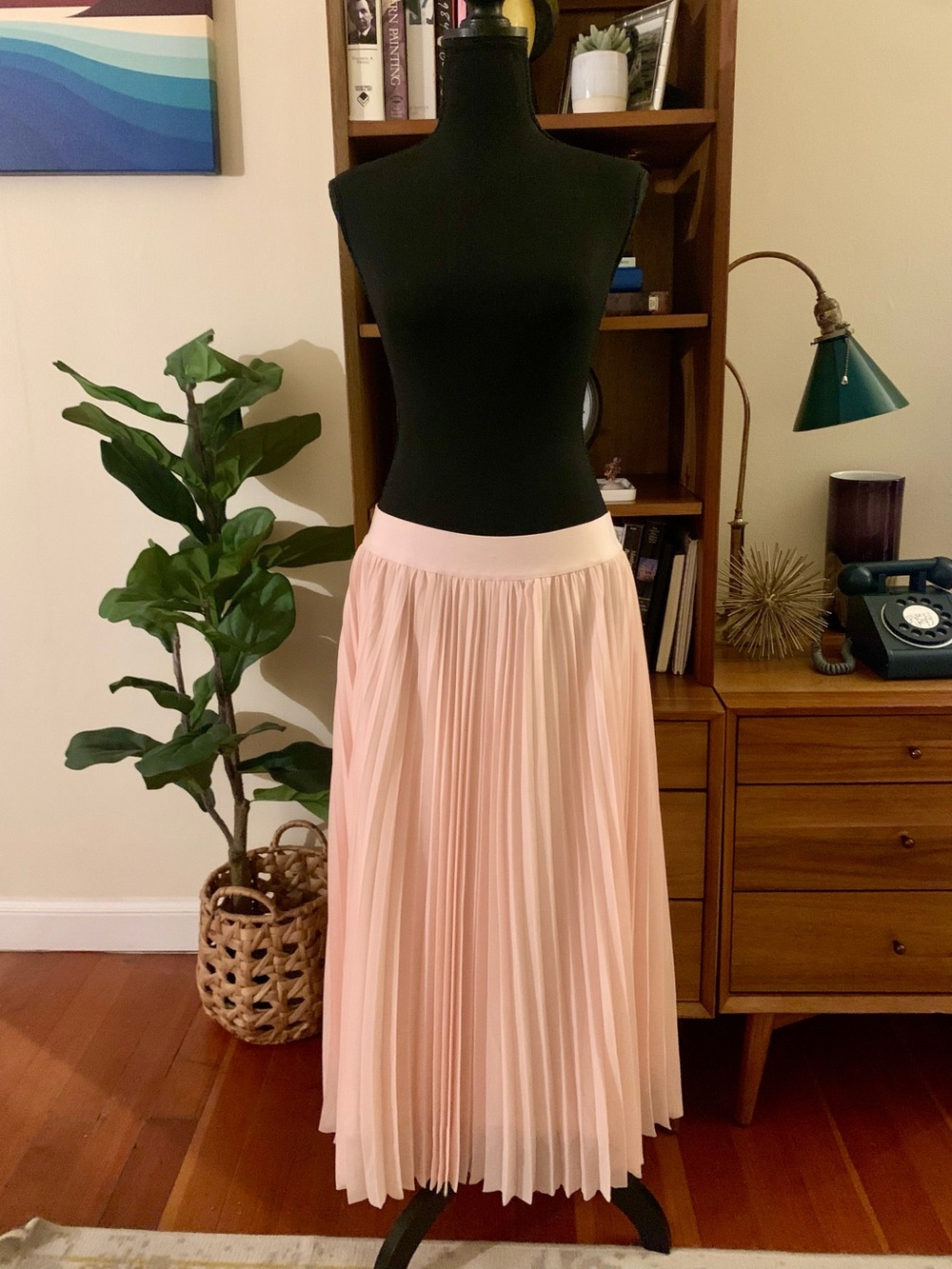 Quince Blush Pleated Midi Skirt